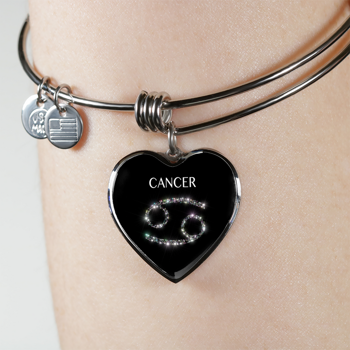 Cancer Stars Heart Bangle zodiac jewelry for her birthday outfit