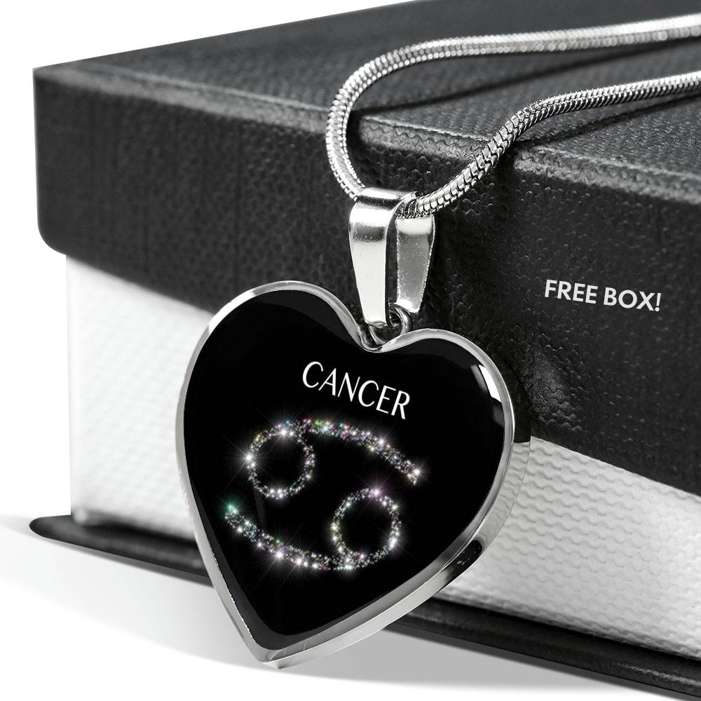 Cancer Stars Heart Necklace zodiac jewelry for her birthday outfit