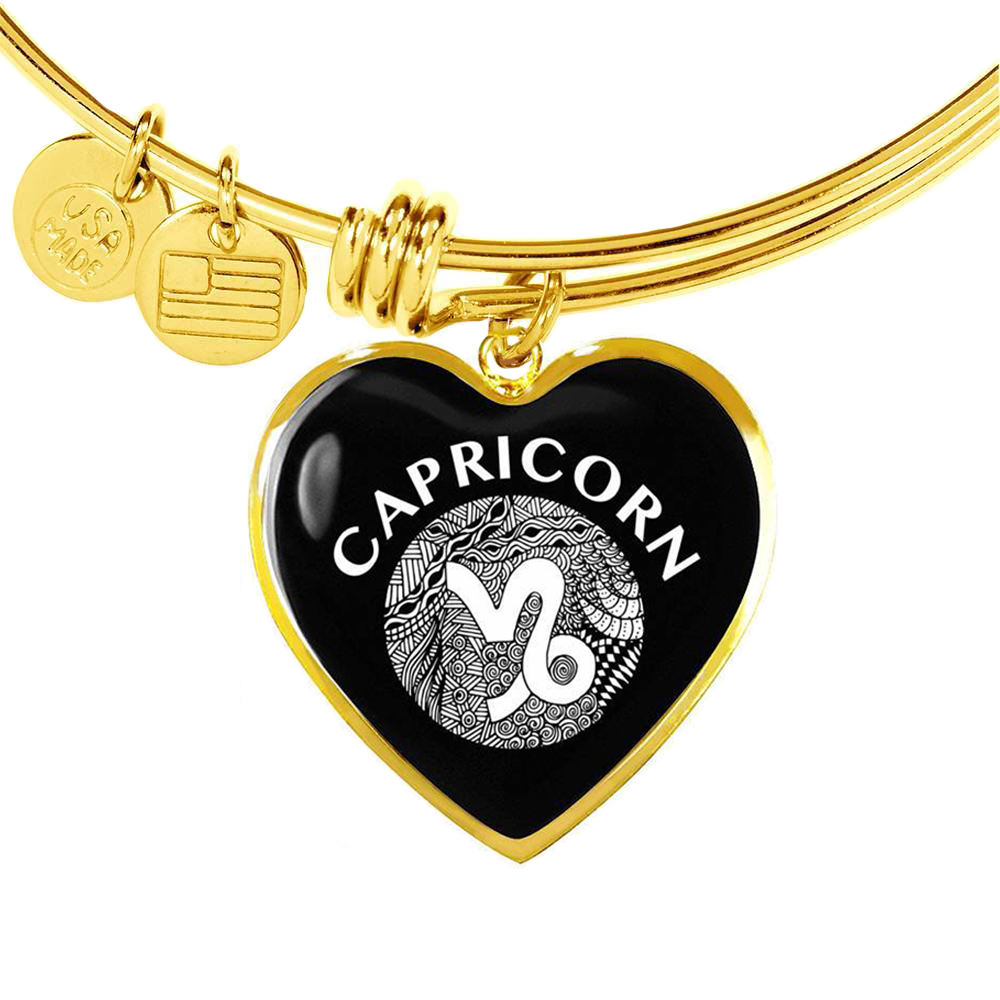 Capricorn Circle Heart Bangle zodiac jewelry for her birthday outfit