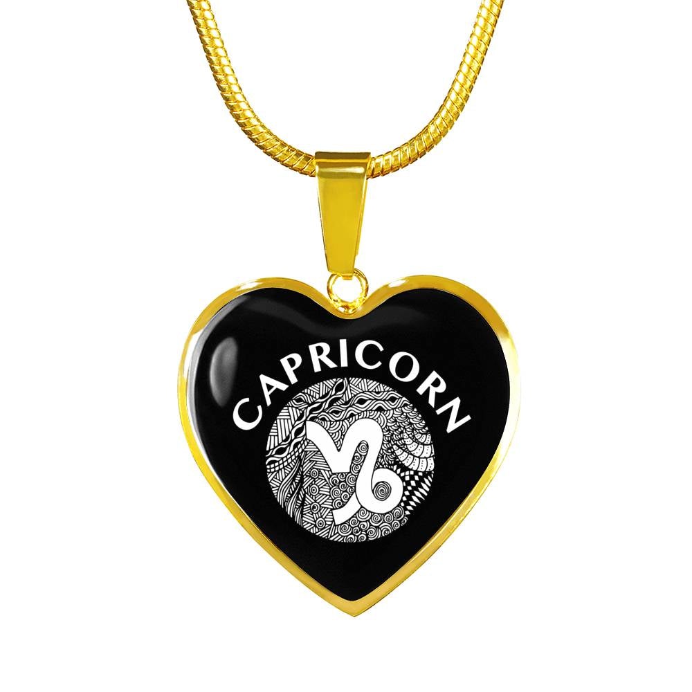 Capricorn Circle Heart Necklace zodiac jewelry for her birthday outfit
