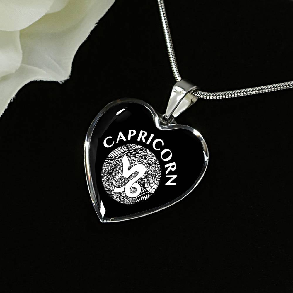 Capricorn Circle Heart Necklace zodiac jewelry for her birthday outfit