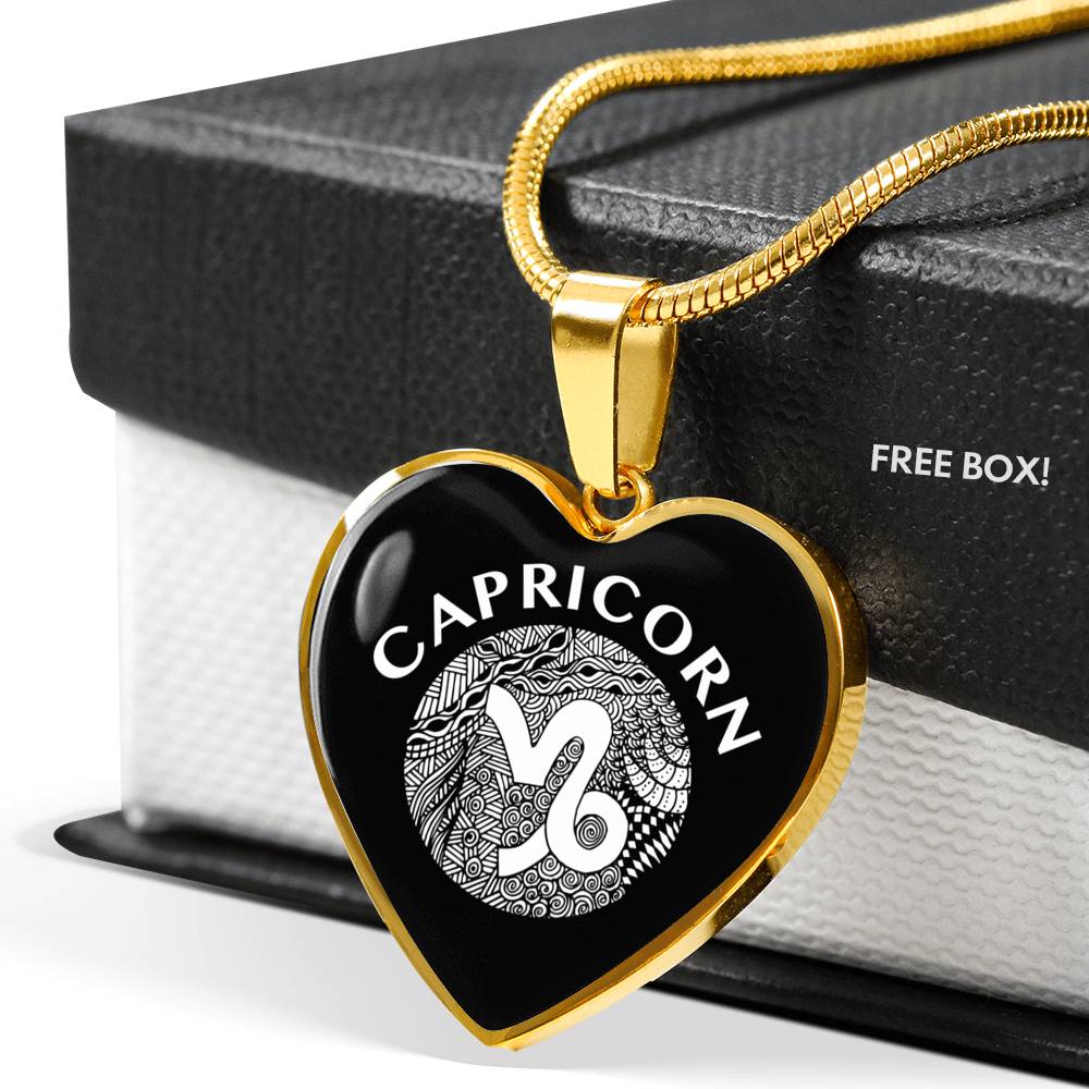 Capricorn Circle Heart Necklace zodiac jewelry for her birthday outfit
