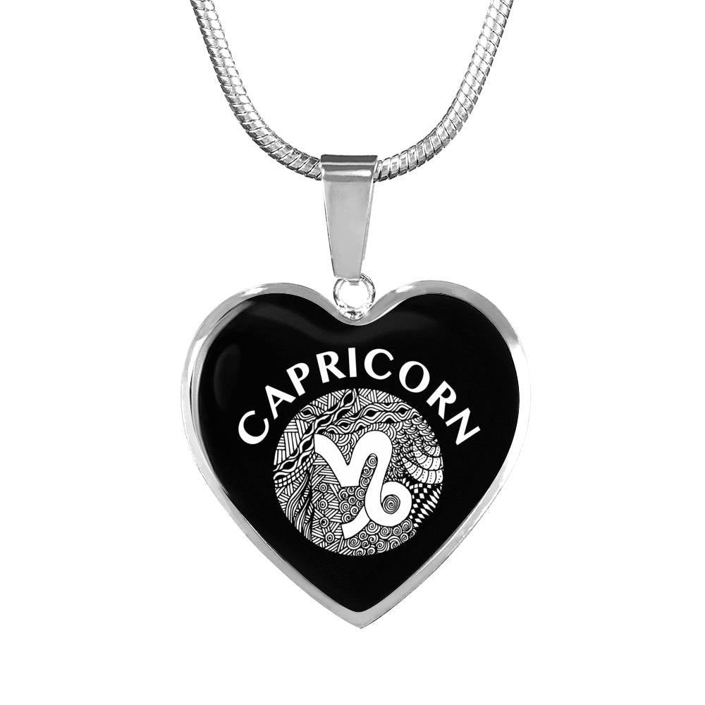 Capricorn Circle Heart Necklace zodiac jewelry for her birthday outfit