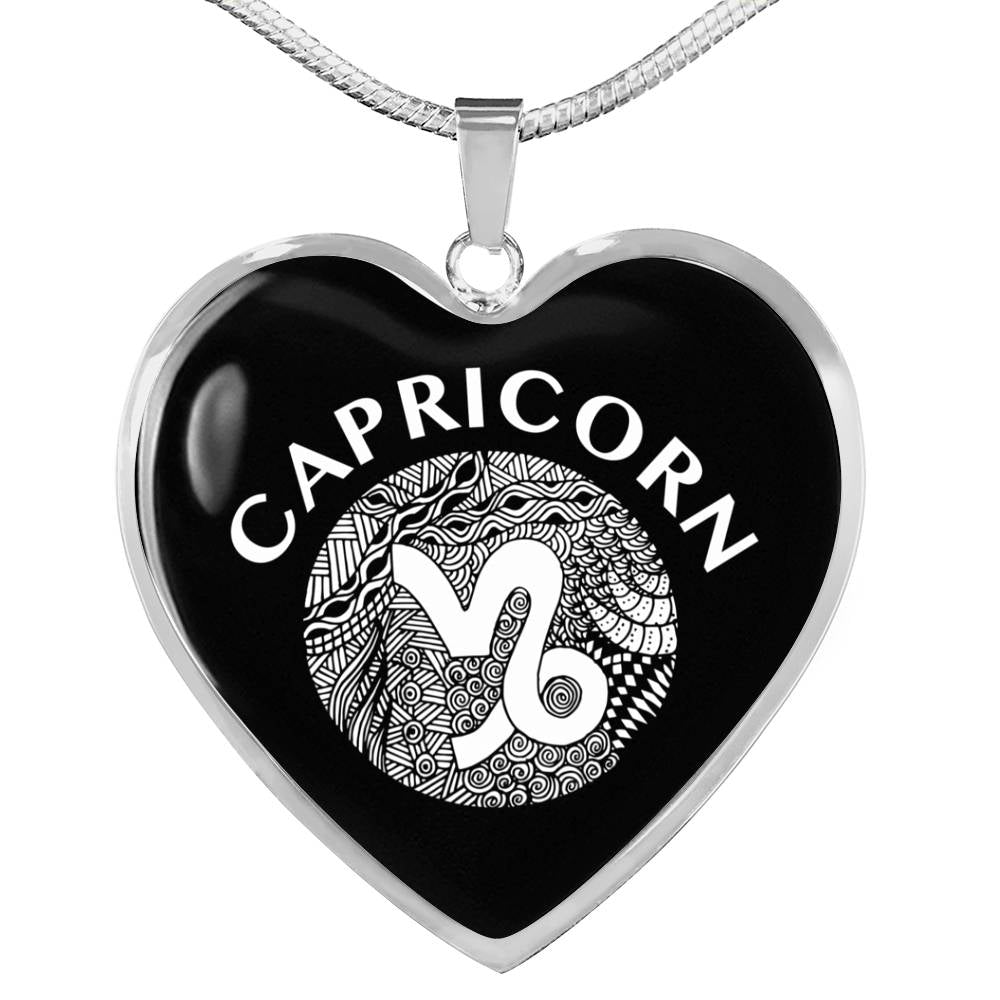 Capricorn Circle Heart Necklace zodiac jewelry for her birthday outfit