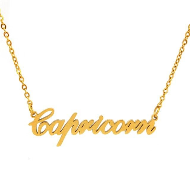 Capricorn Cursive Necklace zodiac jewelry for her birthday outfit