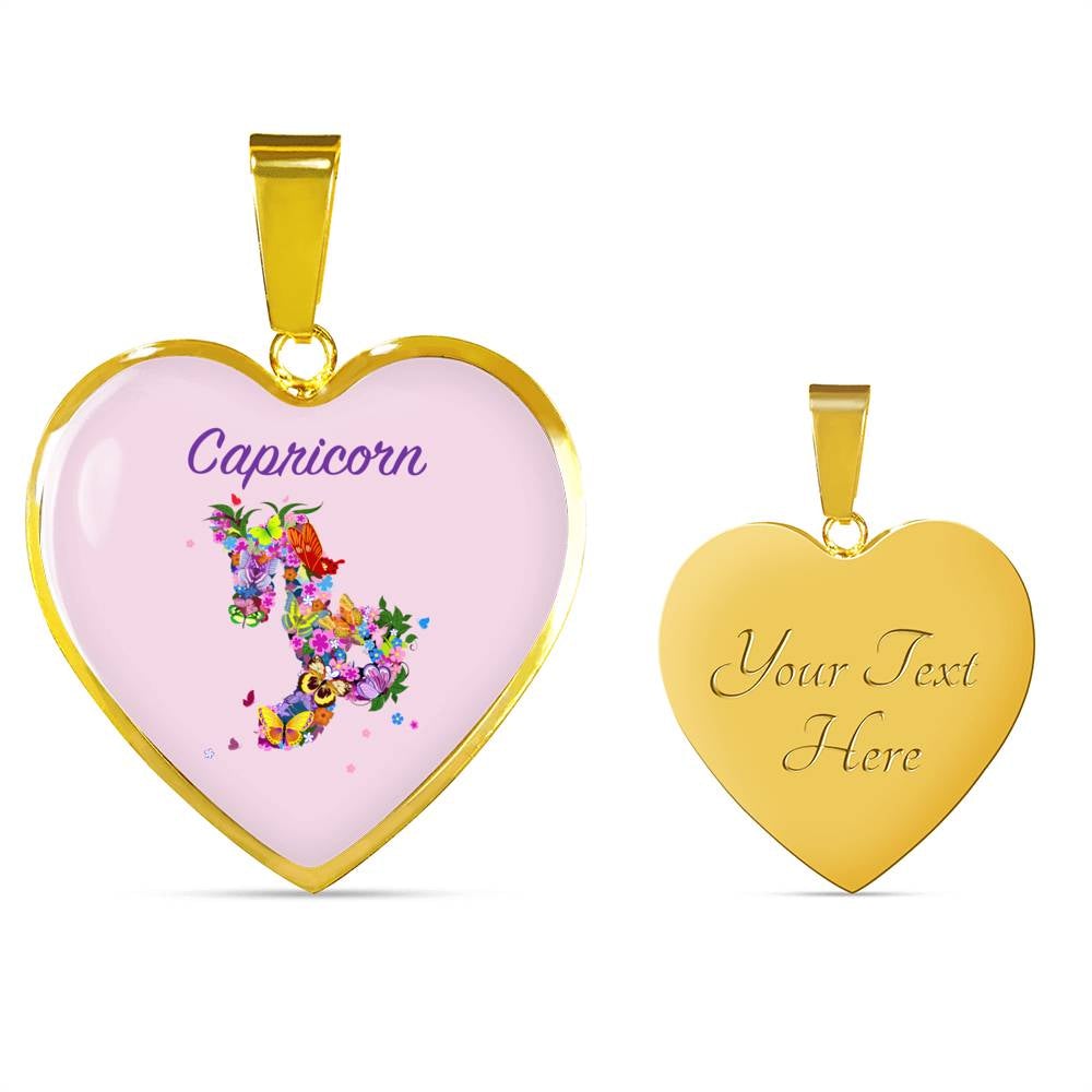 Capricorn Floral Heart Necklace zodiac jewelry for her birthday outfit