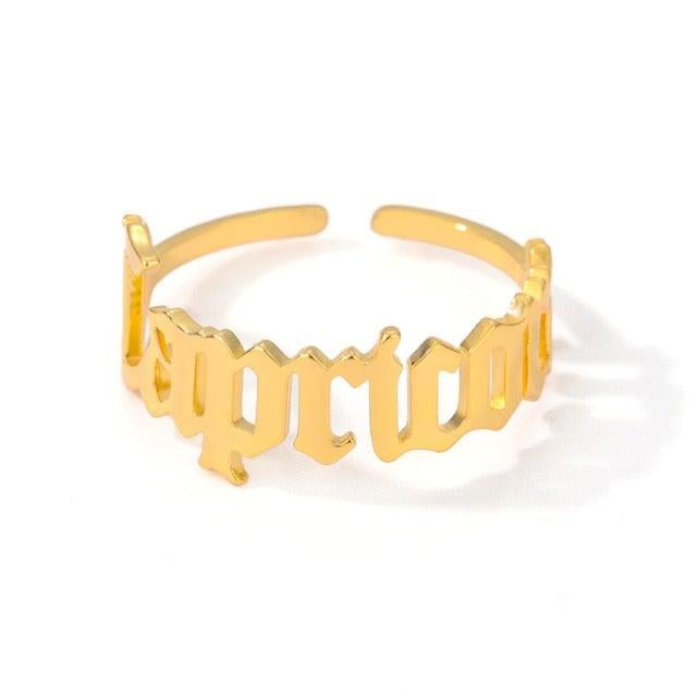 Capricorn Old English Ring zodiac jewelry for her birthday outfit