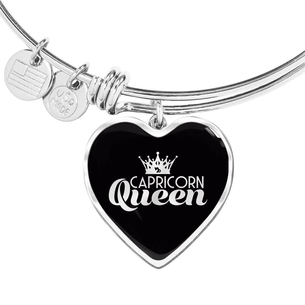 Capricorn Queen Heart Bangle zodiac jewelry for her birthday outfit