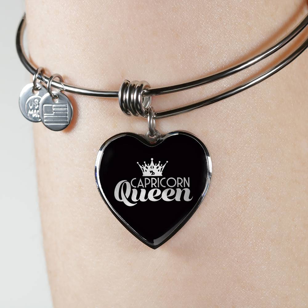 Capricorn Queen Heart Bangle zodiac jewelry for her birthday outfit