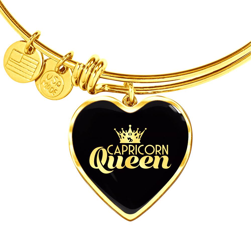 Capricorn Queen Heart Bangle zodiac jewelry for her birthday outfit