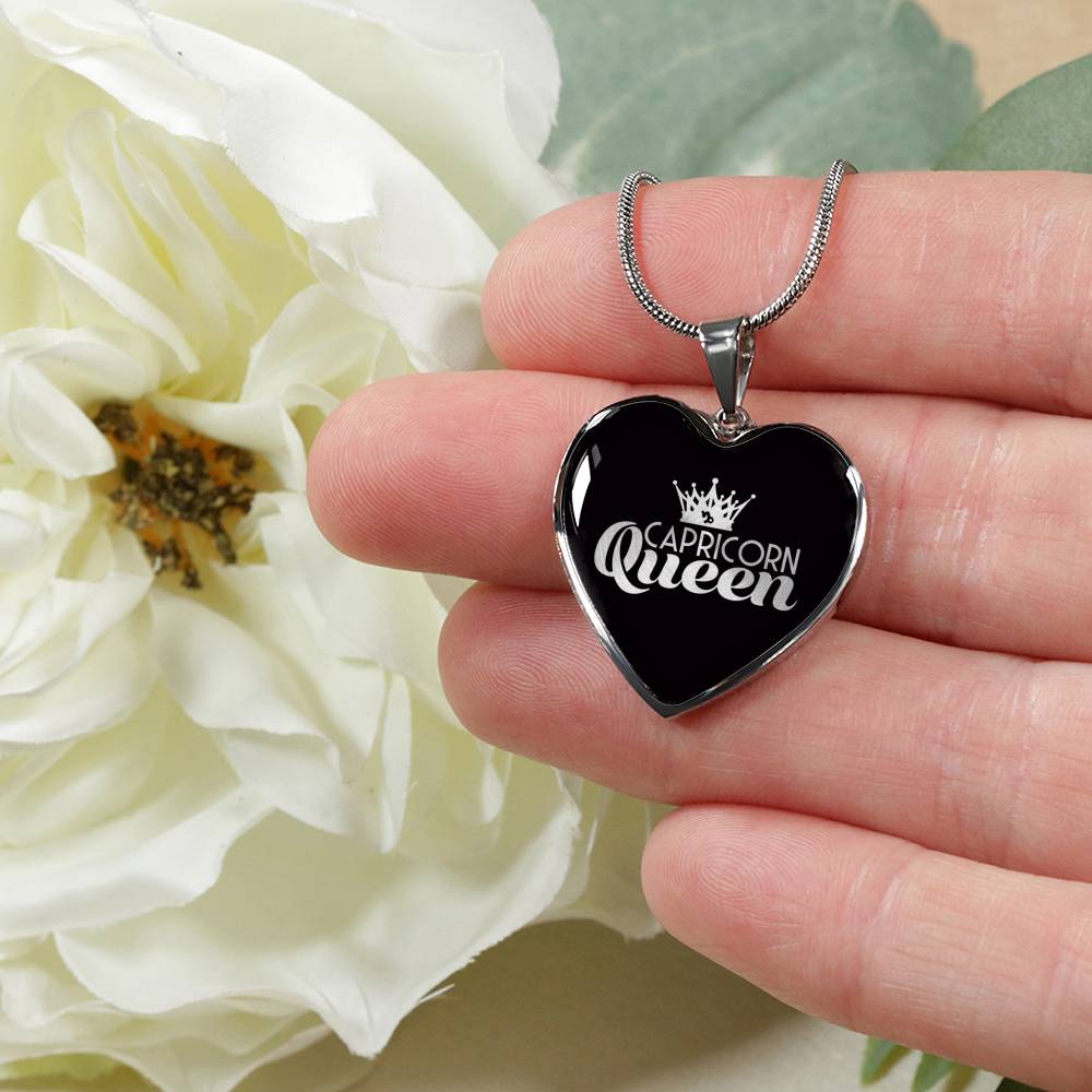 Capricorn Queen Heart Necklace zodiac jewelry for her birthday outfit