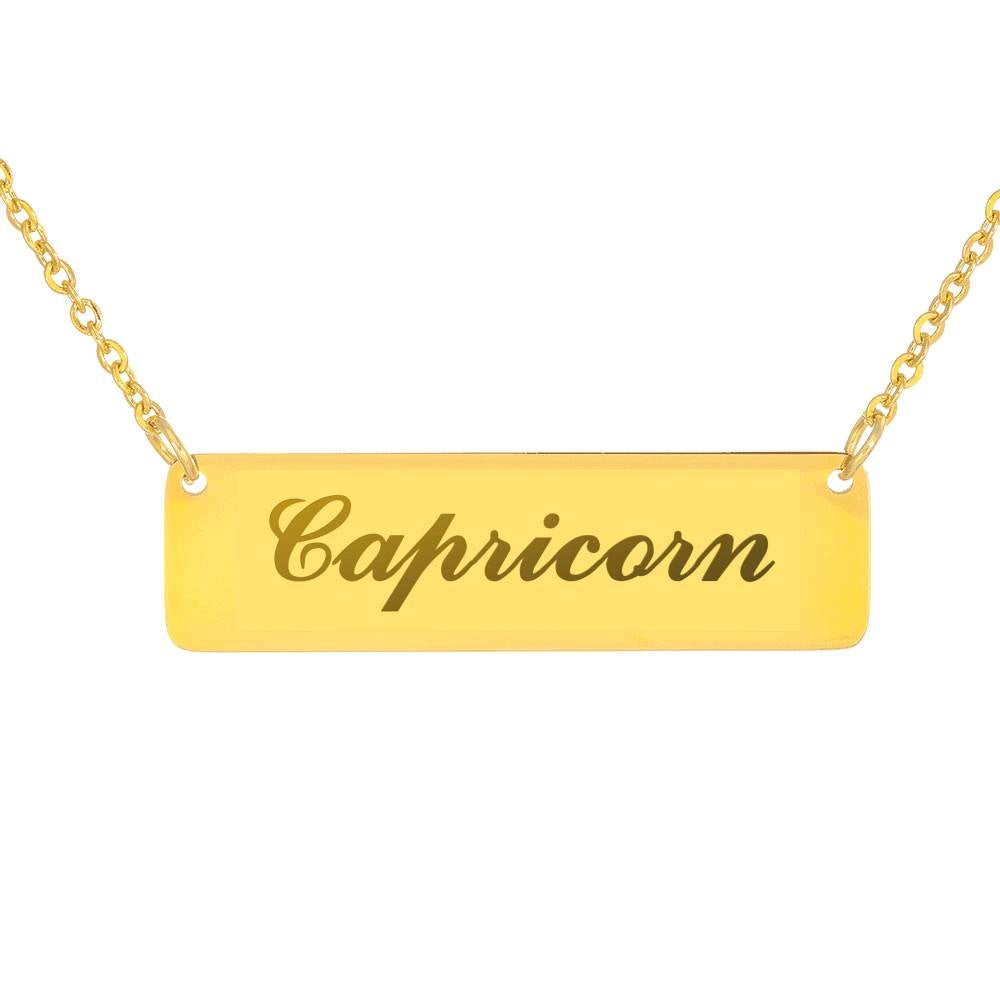 Capricorn Script Nameplate Necklace zodiac jewelry for her birthday outfit