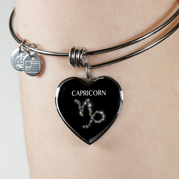 Capricorn Stars Heart Bangle zodiac jewelry for her birthday outfit