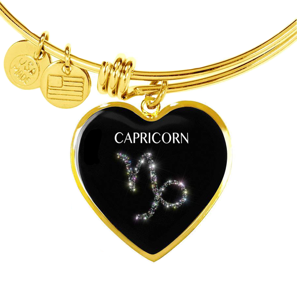 Capricorn Stars Heart Bangle zodiac jewelry for her birthday outfit