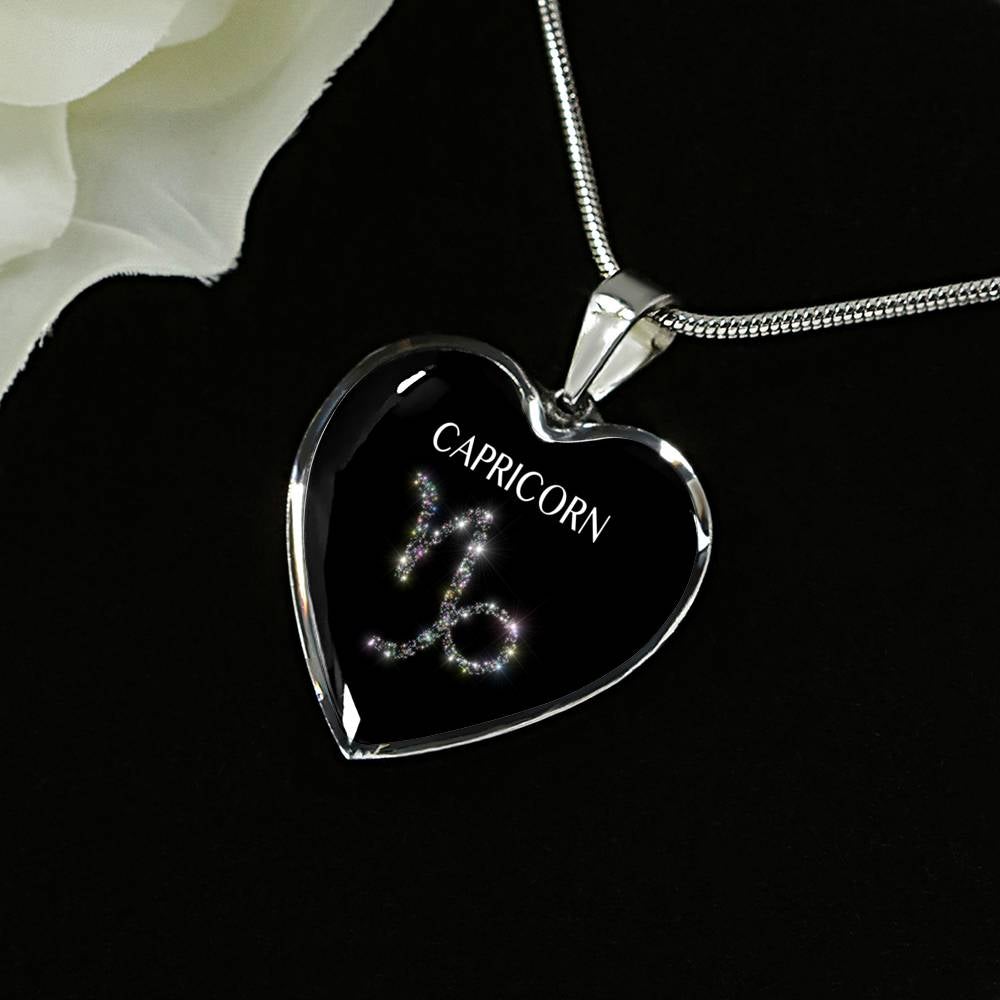 Capricorn Stars Heart Necklace zodiac jewelry for her birthday outfit