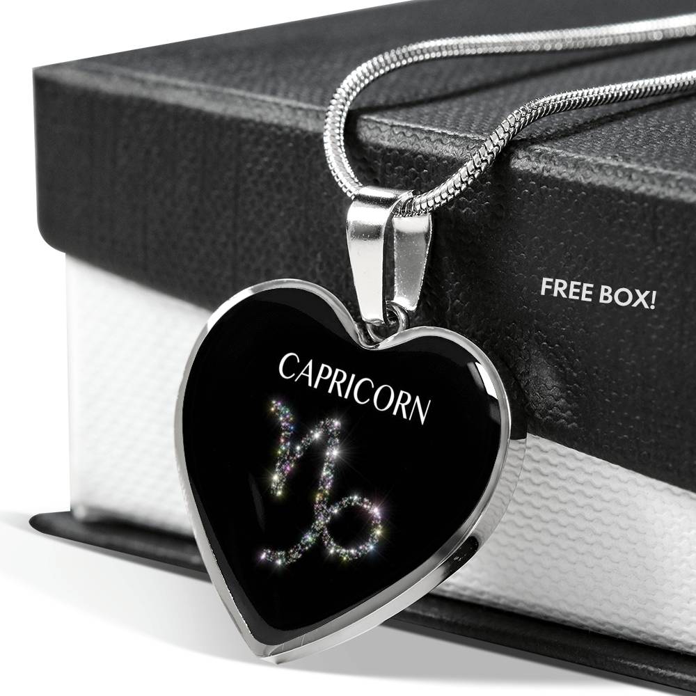 Capricorn Stars Heart Necklace zodiac jewelry for her birthday outfit