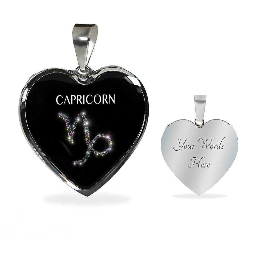 Capricorn Stars Heart Necklace zodiac jewelry for her birthday outfit