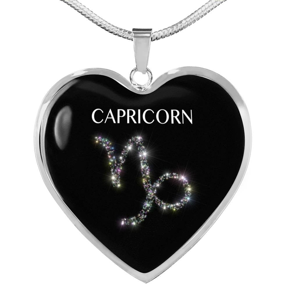 Capricorn Stars Heart Necklace zodiac jewelry for her birthday outfit