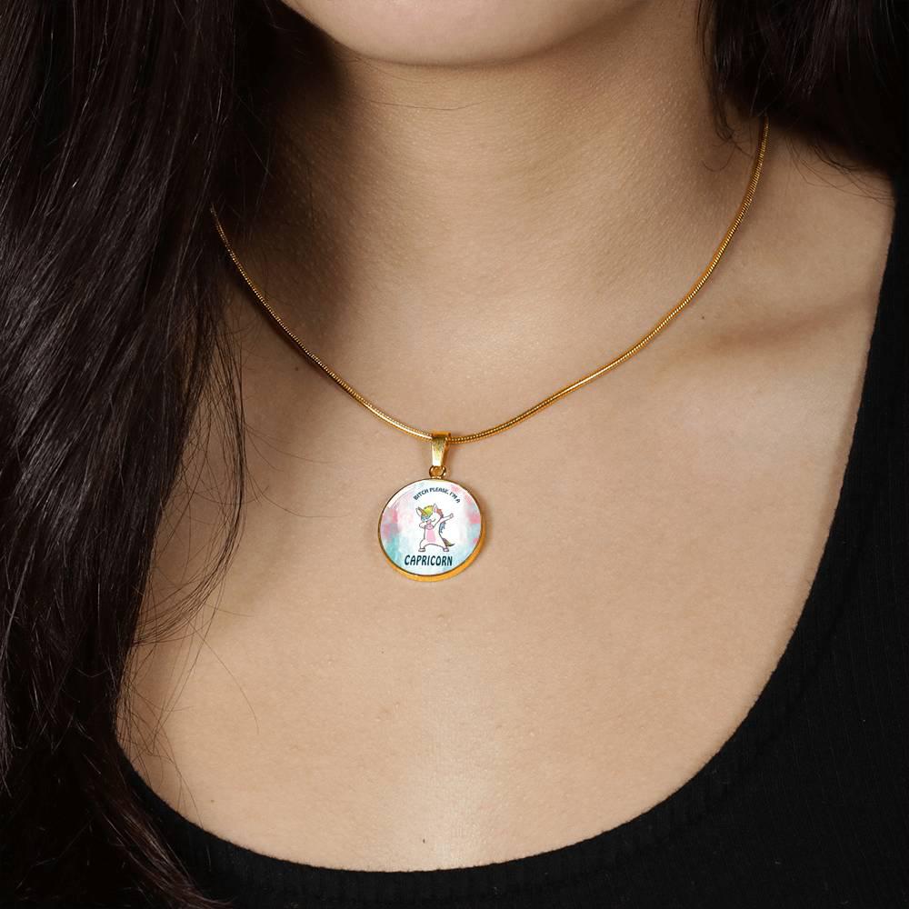 Capricorn Unicorn Circle Necklace zodiac jewelry for her birthday outfit