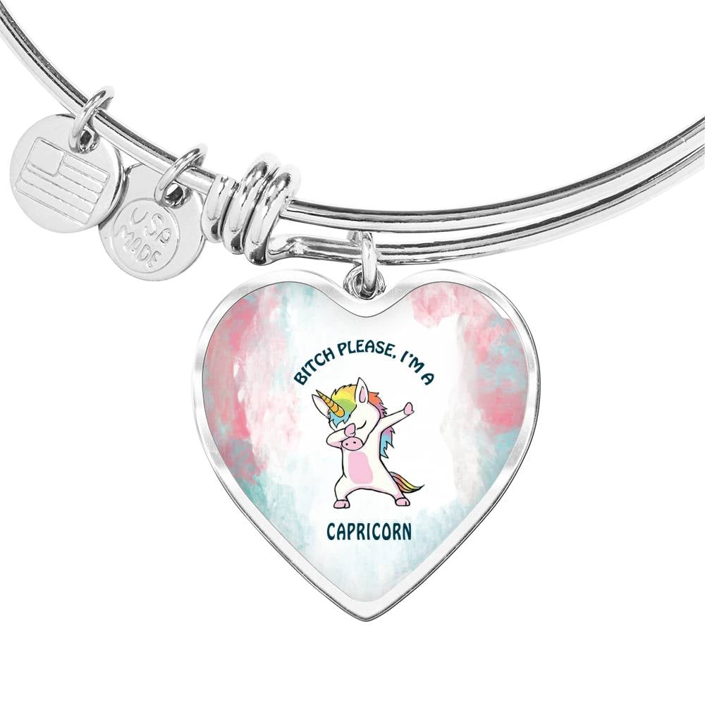 Capricorn Unicorn Heart Bangle zodiac jewelry for her birthday outfit