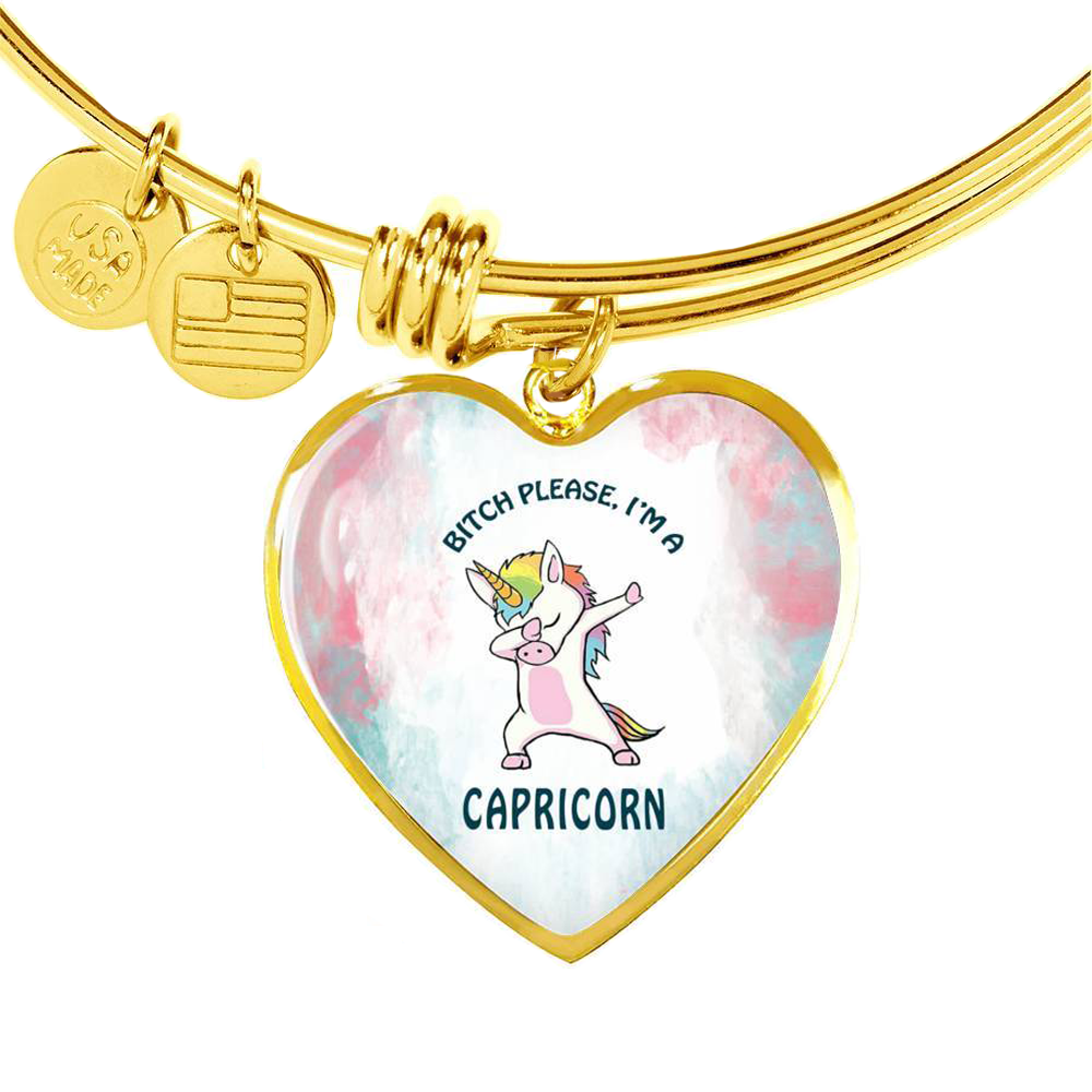Capricorn Unicorn Heart Bangle zodiac jewelry for her birthday outfit