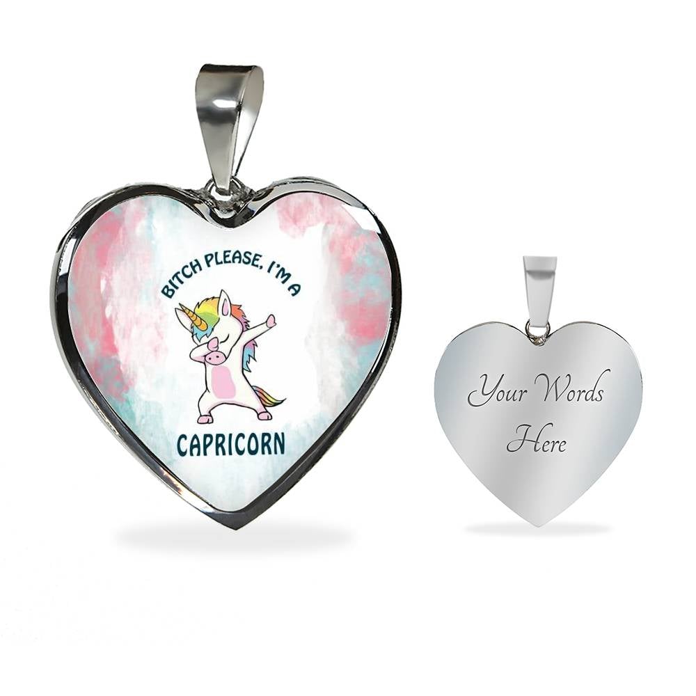 Capricorn Unicorn Heart Pendant Necklace zodiac jewelry for her birthday outfit