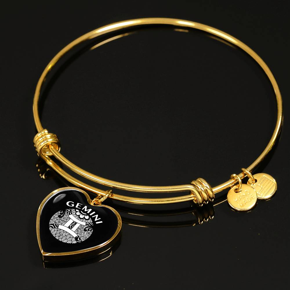 Gemini Circle Heart Bangle zodiac jewelry for her birthday outfit