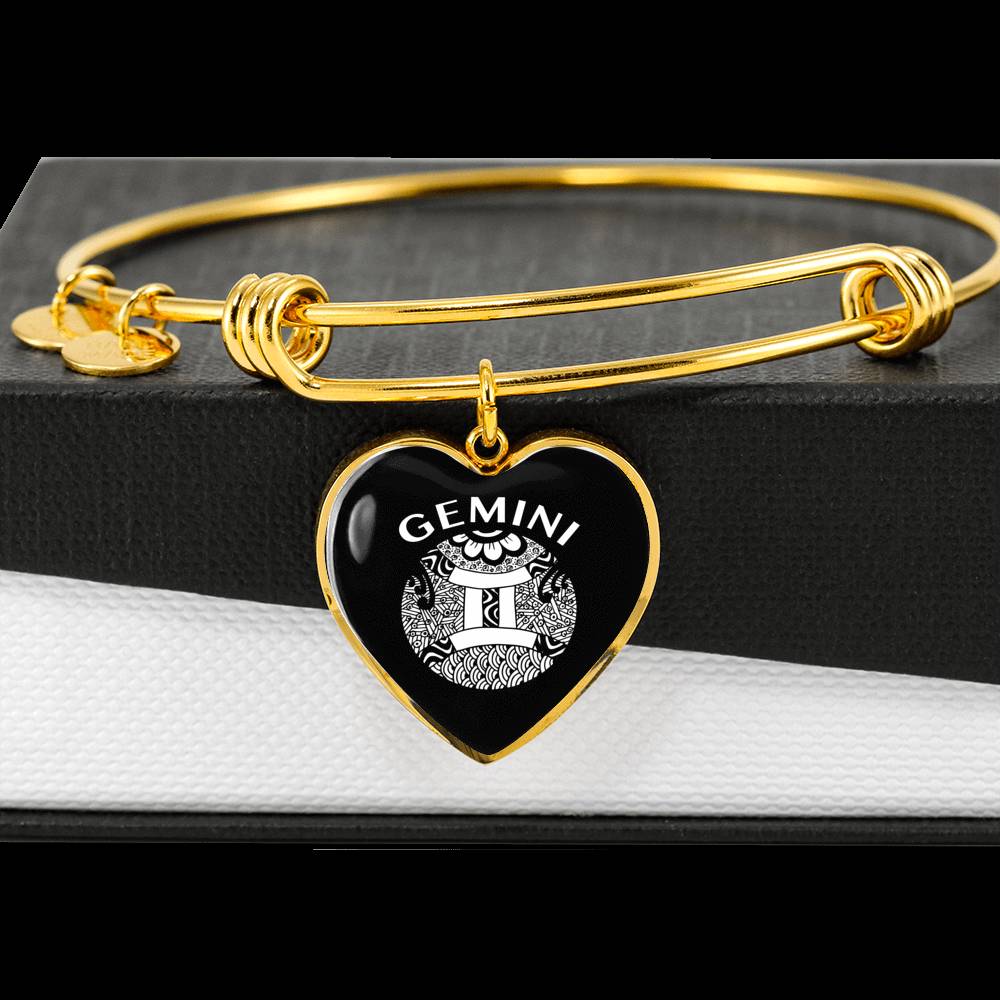 Gemini Circle Heart Bangle zodiac jewelry for her birthday outfit