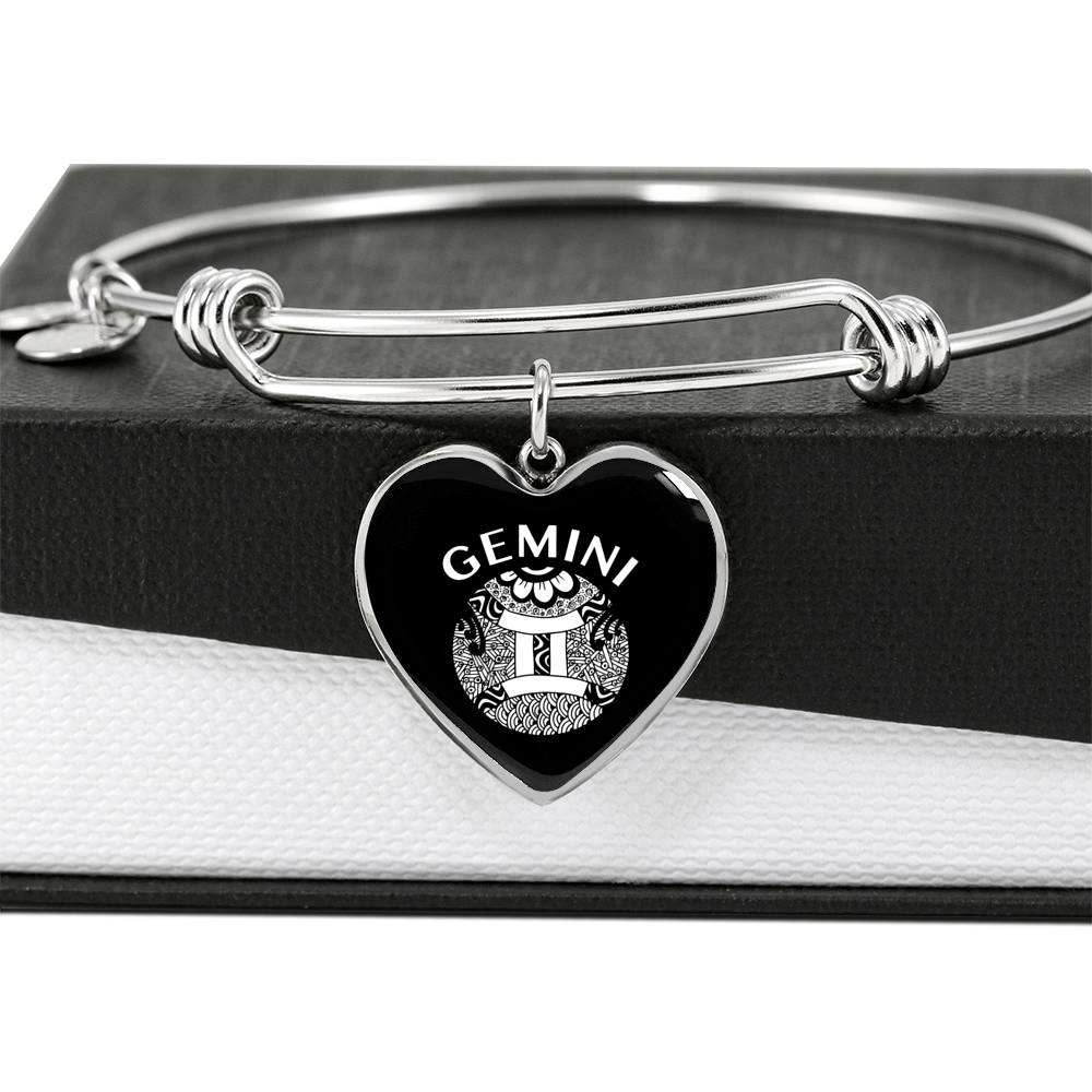 Gemini Circle Heart Bangle zodiac jewelry for her birthday outfit