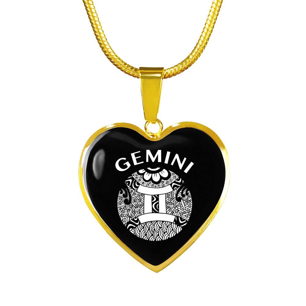Gemini Circle Heart Necklace zodiac jewelry for her birthday outfit