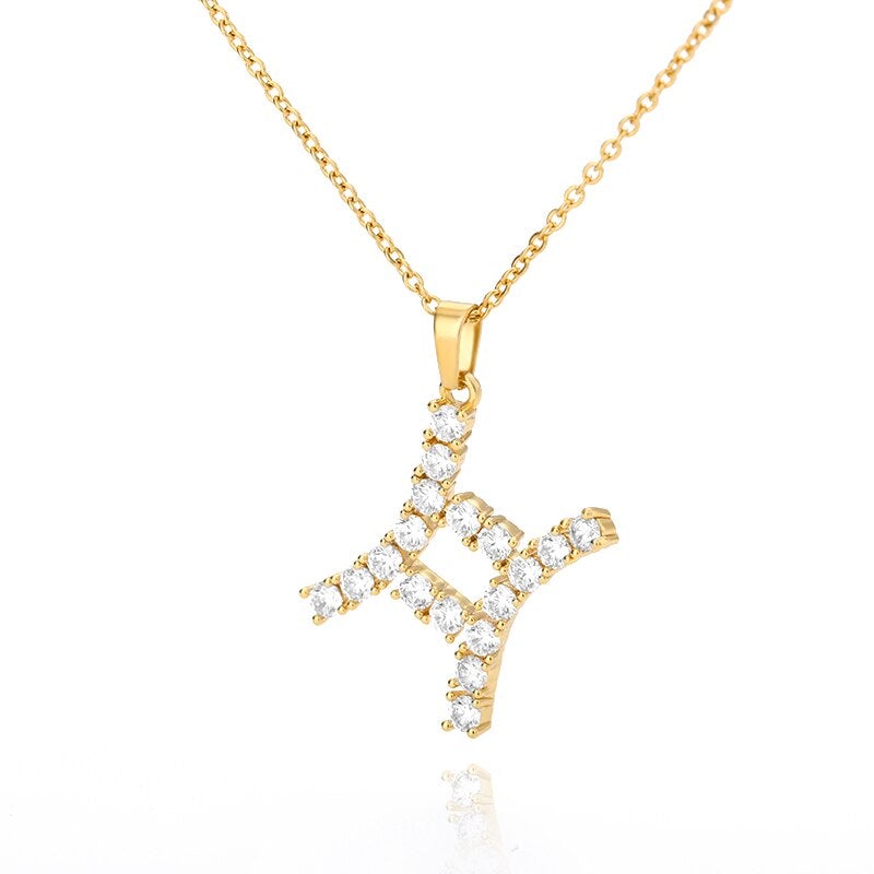 Gemini Crystal Studded Necklace zodiac jewelry for her birthday outfit