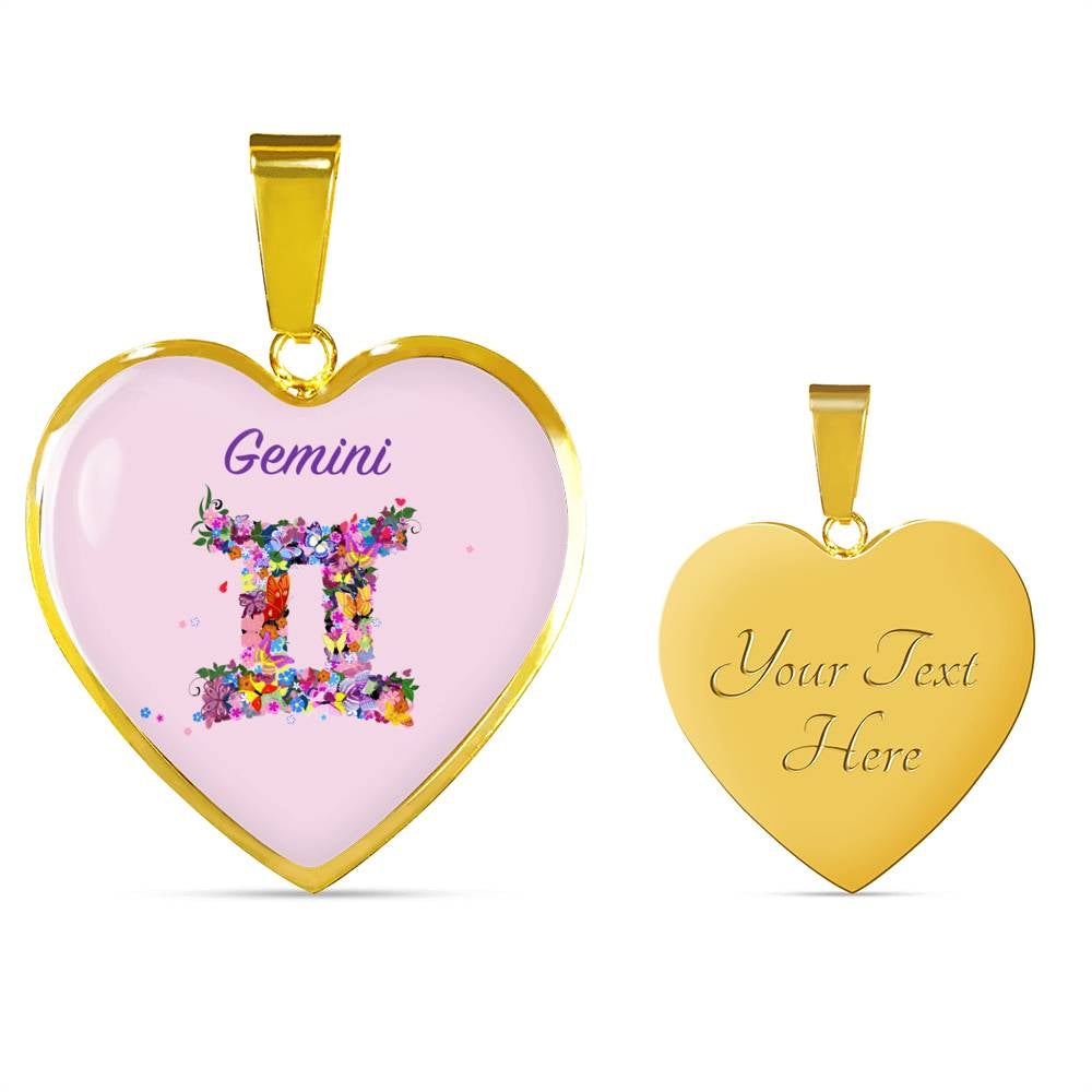 Gemini Floral Heart Necklace zodiac jewelry for her birthday outfit