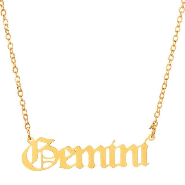 Gemini Old English Necklace zodiac jewelry for her birthday outfit