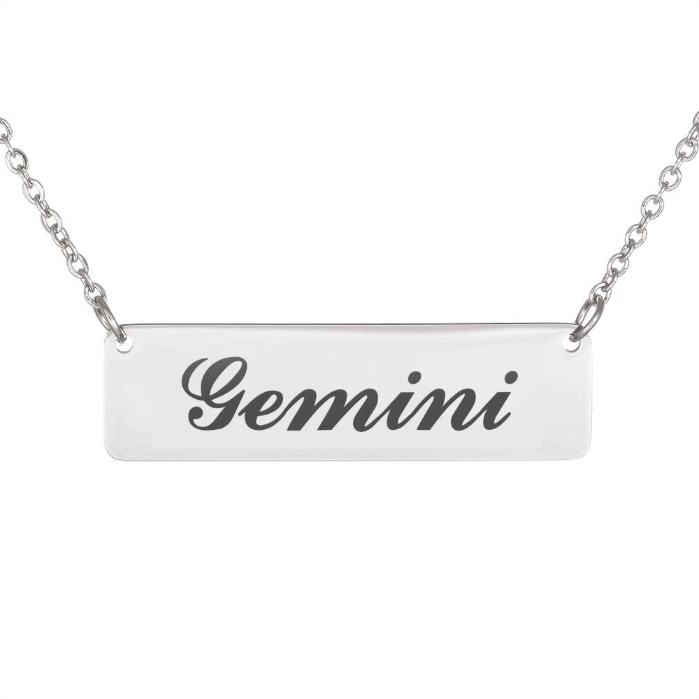 Gemini Script Nameplate Necklace zodiac jewelry for her birthday outfit