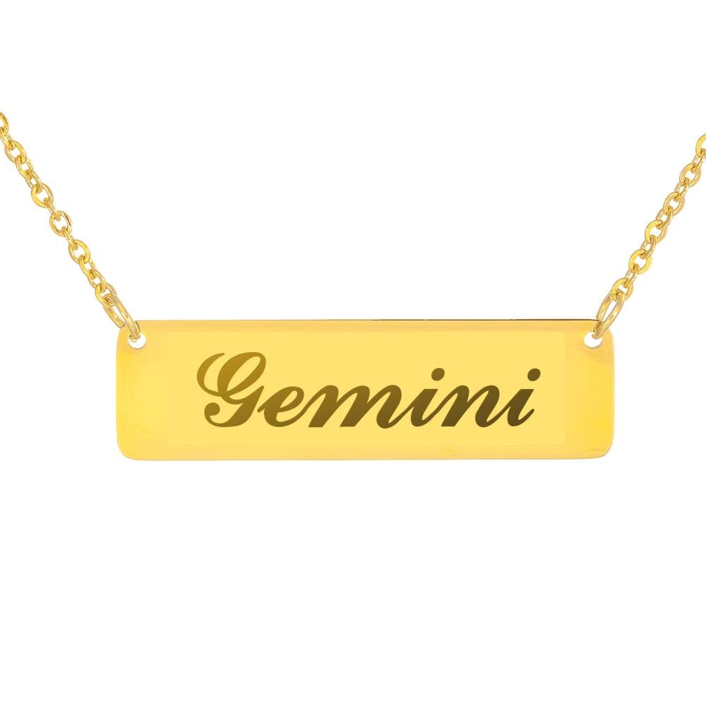 Gemini Script Nameplate Necklace zodiac jewelry for her birthday outfit
