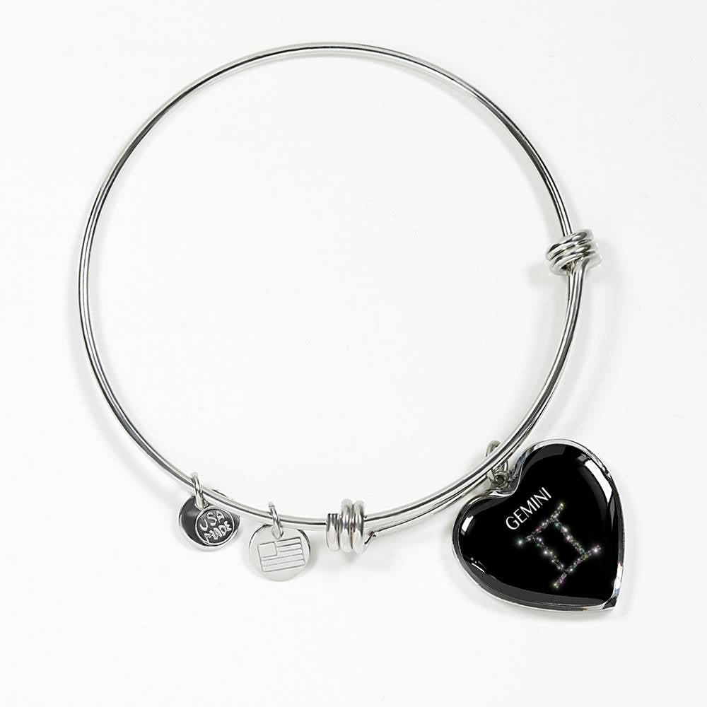 Gemini Stars Heart Bangle zodiac jewelry for her birthday outfit