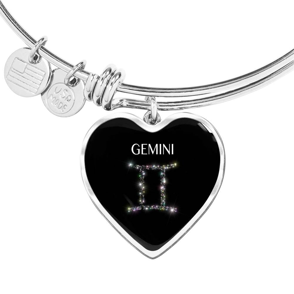 Gemini Stars Heart Bangle zodiac jewelry for her birthday outfit