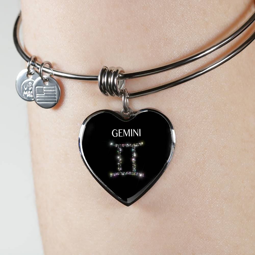 Gemini Stars Heart Bangle zodiac jewelry for her birthday outfit