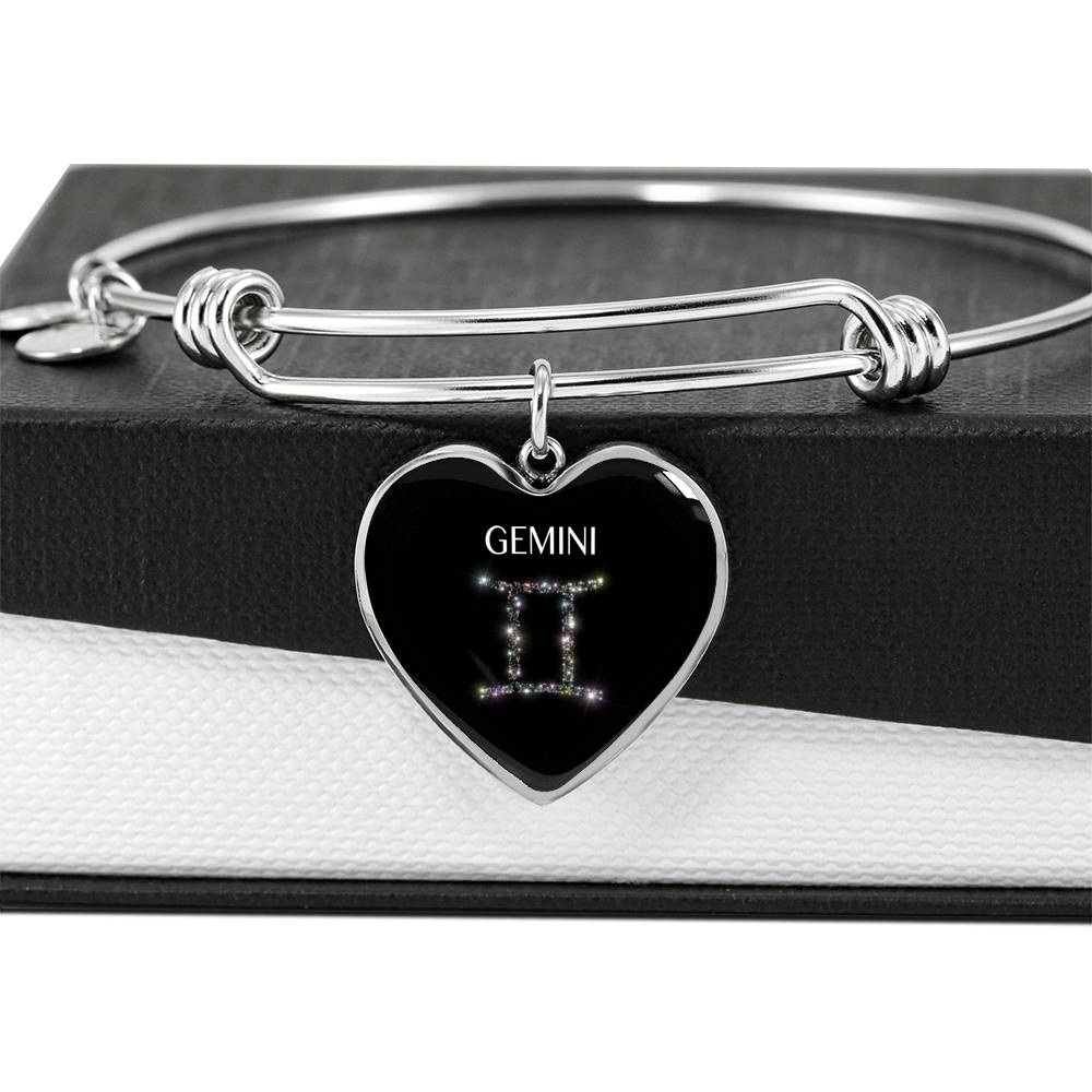 Gemini Stars Heart Bangle zodiac jewelry for her birthday outfit
