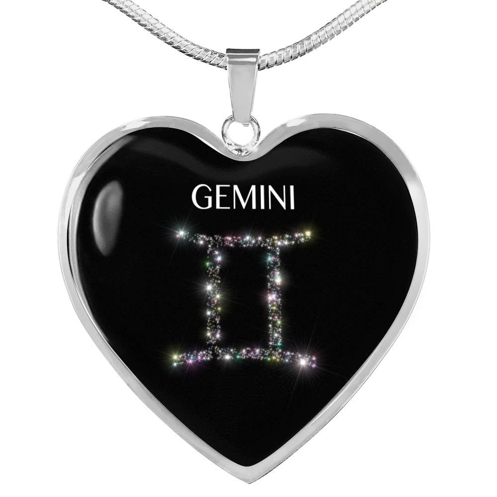 Gemini Stars Heart Necklace zodiac jewelry for her birthday outfit