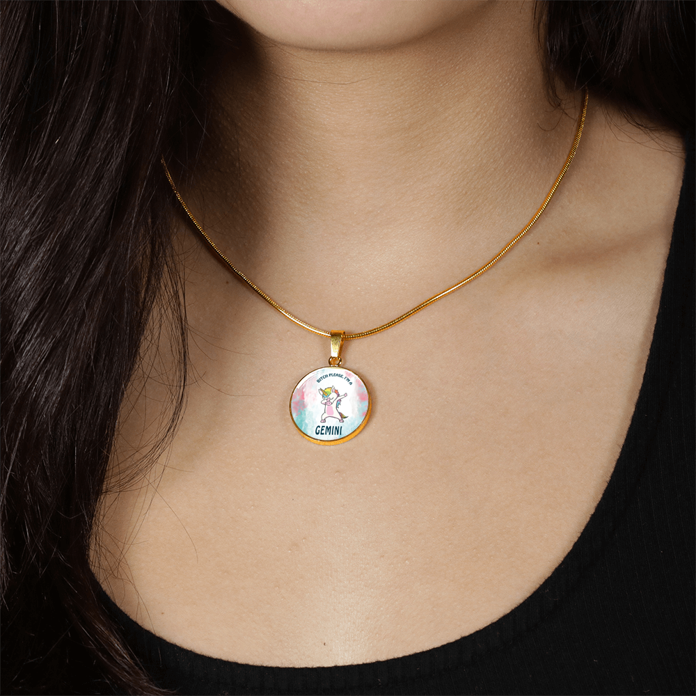 Gemini Unicorn Circle Necklace zodiac jewelry for her birthday outfit