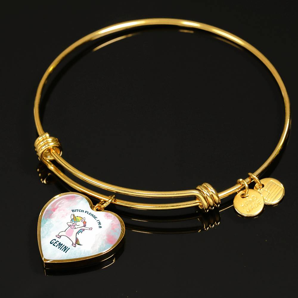 Gemini Unicorn Heart Bangle zodiac jewelry for her birthday outfit