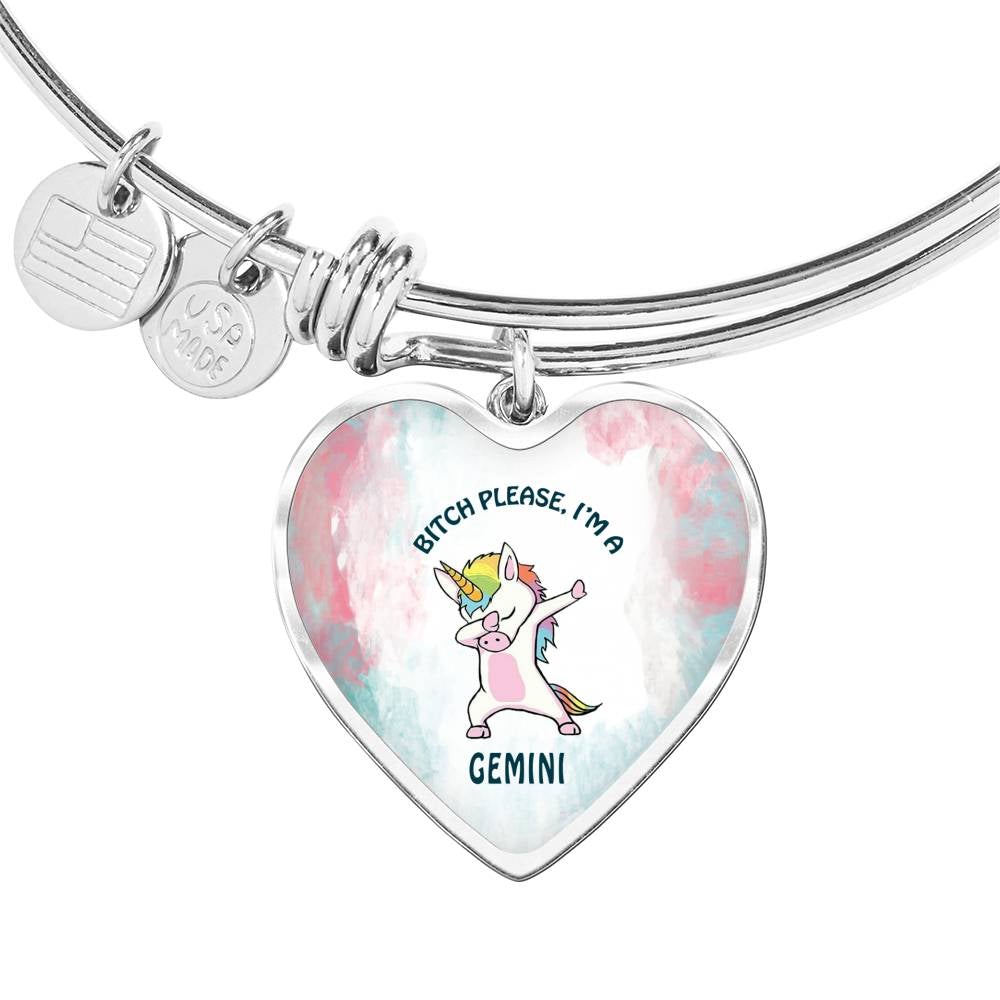Gemini Unicorn Heart Bangle zodiac jewelry for her birthday outfit