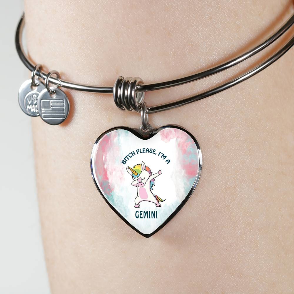 Gemini Unicorn Heart Bangle zodiac jewelry for her birthday outfit