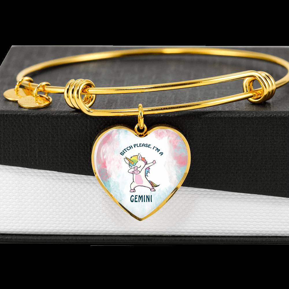 Gemini Unicorn Heart Bangle zodiac jewelry for her birthday outfit