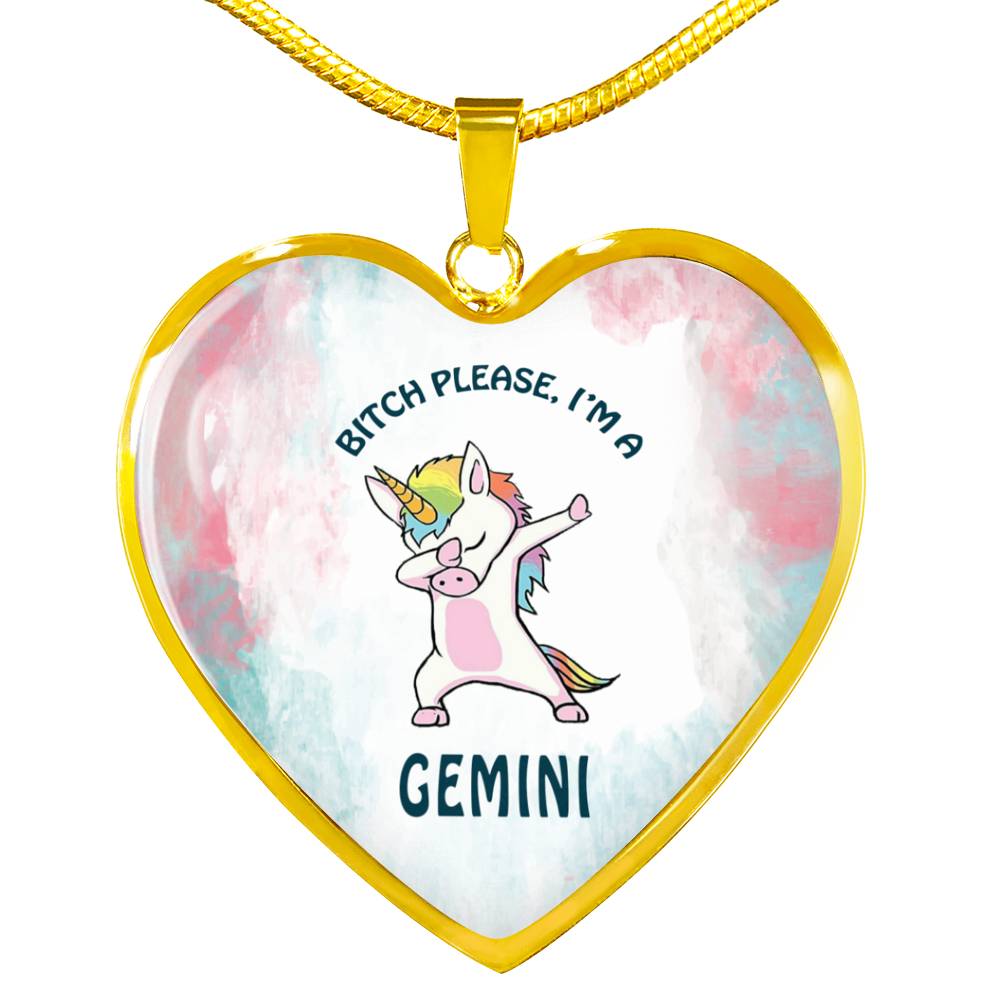 Gemini Unicorn Heart Necklace zodiac jewelry for her birthday outfit