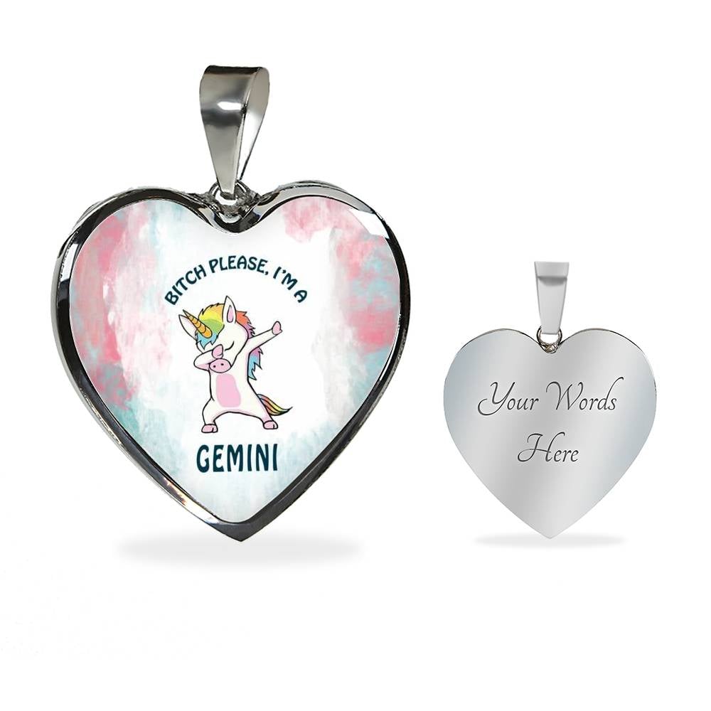 Gemini Unicorn Heart Necklace zodiac jewelry for her birthday outfit