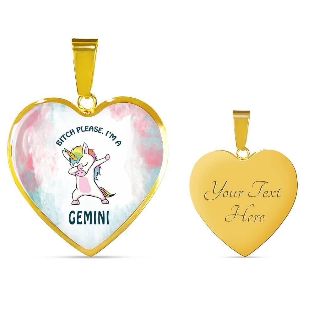 Gemini Unicorn Heart Necklace zodiac jewelry for her birthday outfit