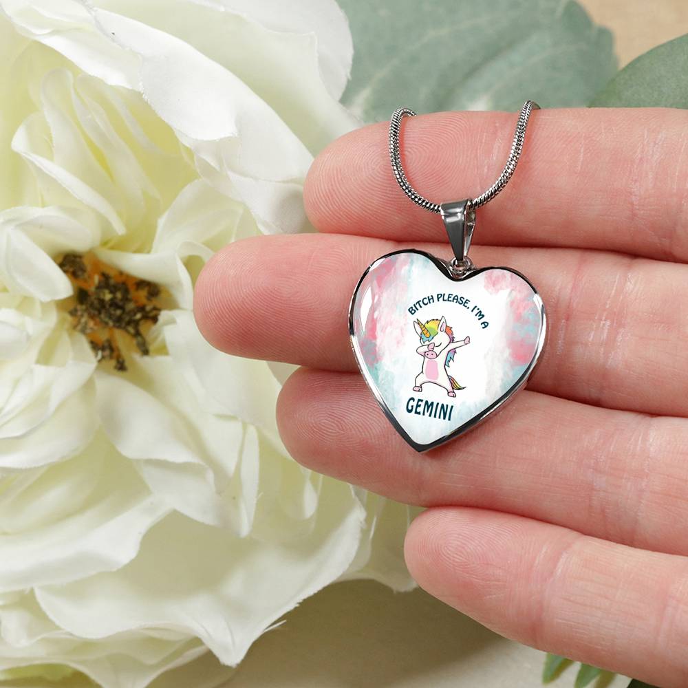 Gemini Unicorn Heart Necklace zodiac jewelry for her birthday outfit