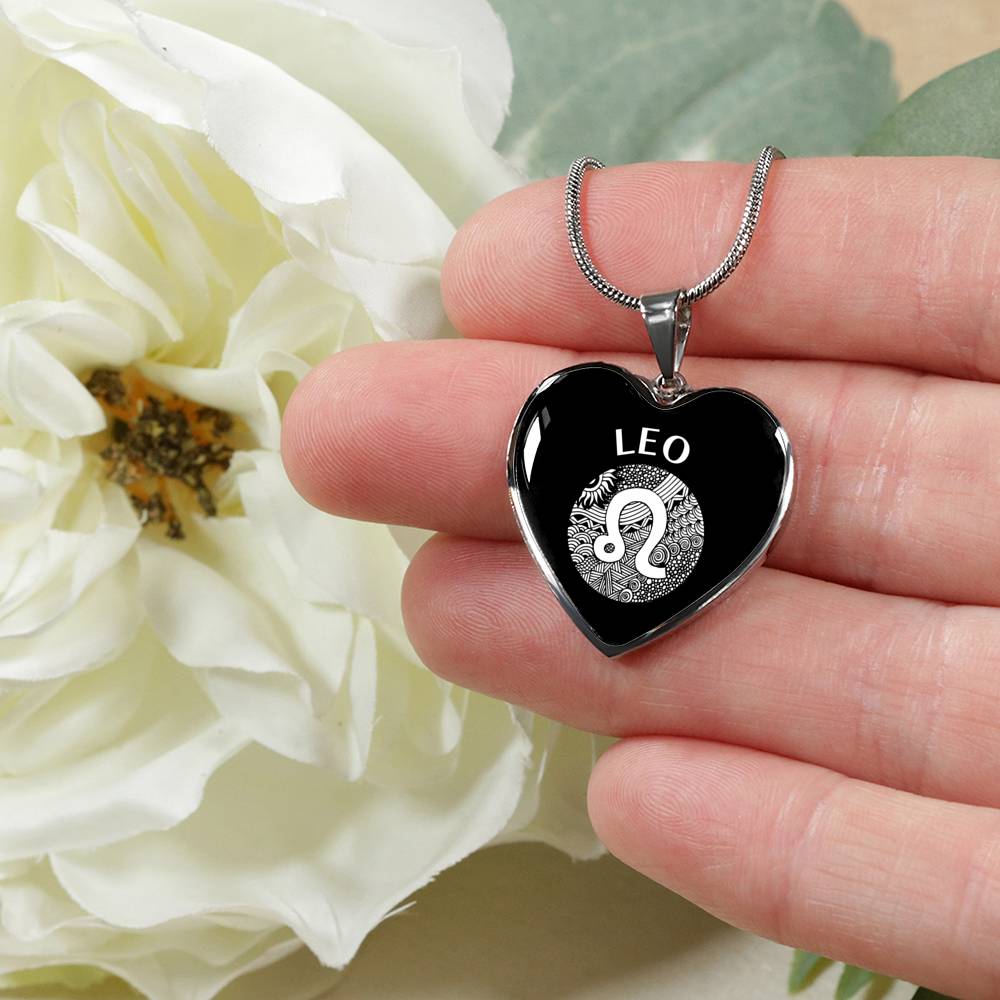 Leo Circle Heart Necklace zodiac jewelry for her birthday outfit